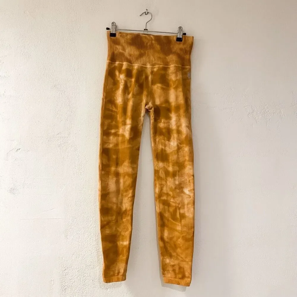 Free People Good Karma Tie-Dye Leggings in Burnt Topaz Medium